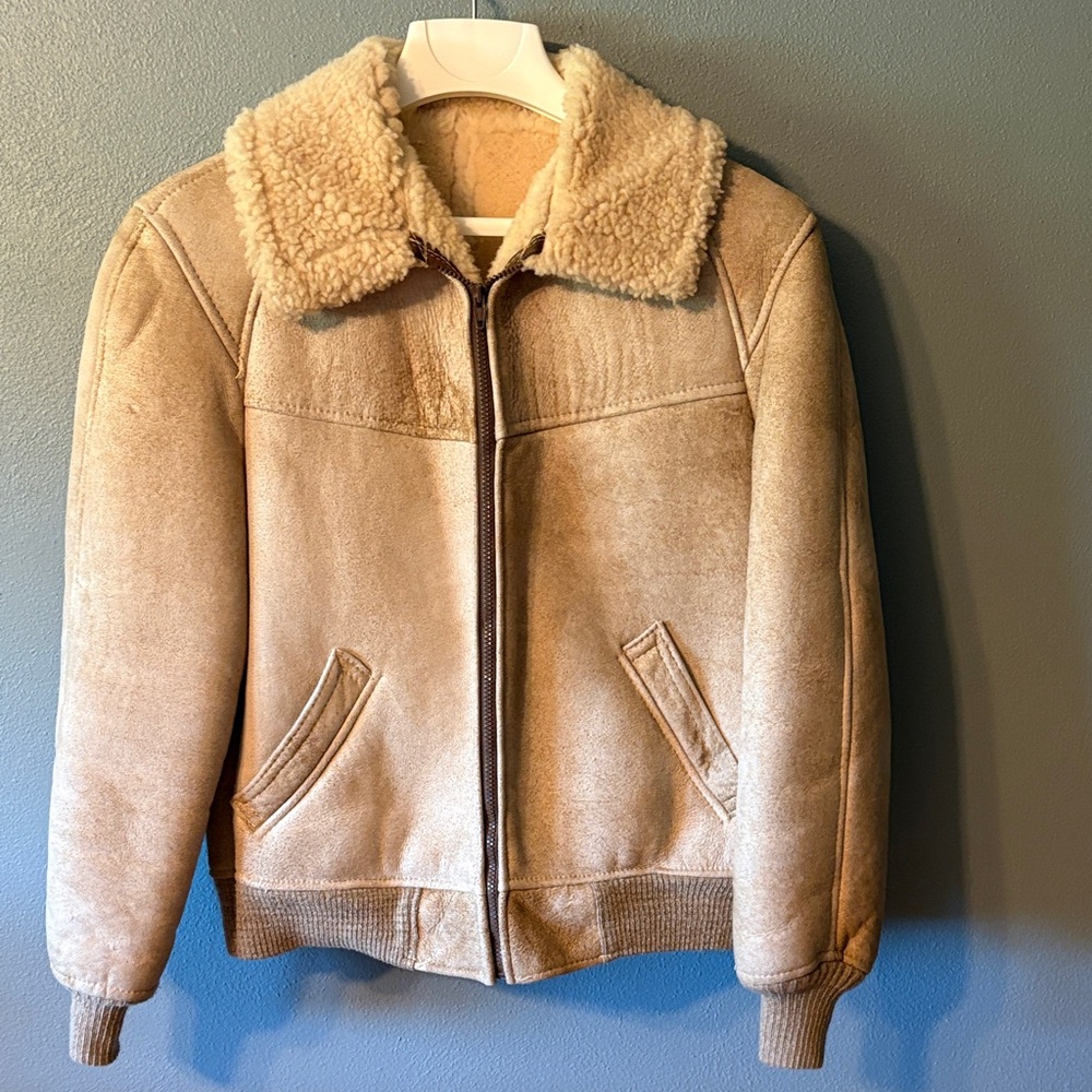Bert Paley Men's Beige Suede Shearling Performance Jacket